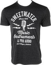 Sweetwater Bolt Mic T-shirt - Vintage Black, Large 2-pack Bundle