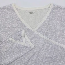 Garnet Hill Asian Wrap Organic Cotton Pajama Top Women's Medium Sleep Shirt Soft