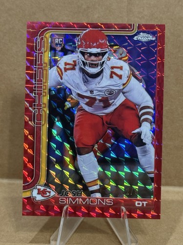 2025 Topps Chrome Football Red Geometric Refractor Josh Simmons #304