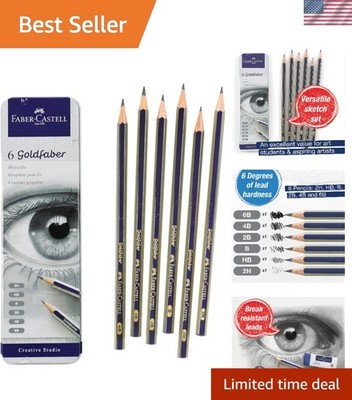 Graphite Sketch Pencil Set - 6  Pencils 2H to 6B in Eco-Friendly Tin