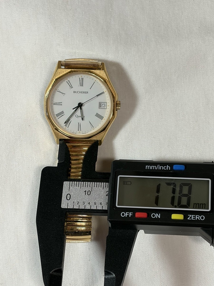 Vintage Bucherer Swiss Quartz Dress Watch Date Gold Tone Octagon