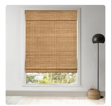 Damaged LazBlinds Cordless Bamboo Blinds, Bamboo Roll Up Shades 28.5”x64”