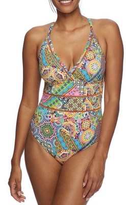 Bleu Rod Beattie Seriously Sunny Cross-Back One-Piece Swimsuit Size 8 NWT 