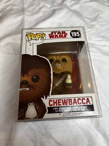 Funko Pop! Star Wars:The Last Jedi Chewbacca Figure w Porgs, #195 w Clear  Case