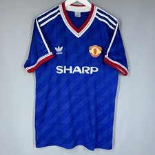 MANCHESTER UNITED 1986 1988 AWAY BLUE VINTAGE JERSEY RETRO FOOTBALL SHIRT REPLIC