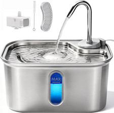 Cat Water Fountain Stainless Steel for Cats Indoor 2.5L 85Oz by Bpa-Free SUS304,
