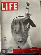 Life Magazine February 12, 1951 Veil Hats VIntage Ad of John Wayne on Back Used