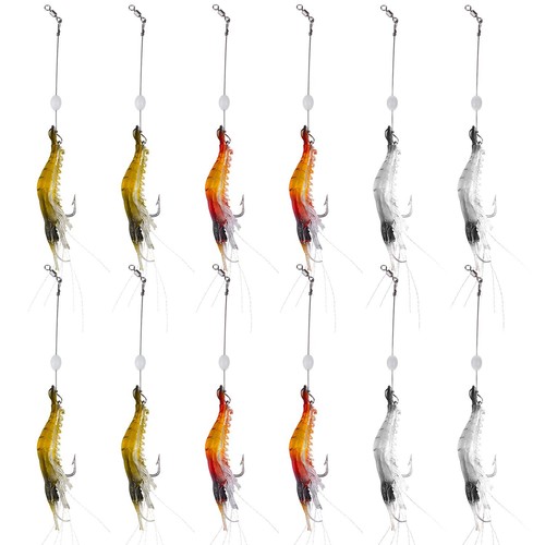 Fishing Shrimp Lures Artificial Silicone Soft Bait Set Luminous Swimbait Shri...