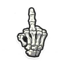 Skeleton Middle Finger Sticker Decal Vinyl Die Cut Spooky Gothic Grunge Horror