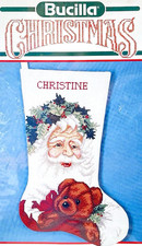 Bucilla Christmas Stocking Victorian Santa Cross Stitch Christine