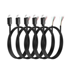 5 PCS Micro USB Male 4 Pin Bare Wire 5V 2A Open End Pigtail Power Cable