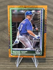 2025 Panini Donruss Michael Young #89 Orange Velocity Texas Rangers