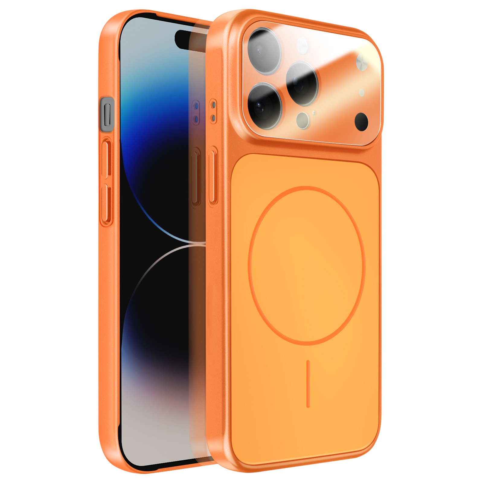 Coque iPhone 14 Pro Max rigide orange mat protection dorsale de marque Avizar