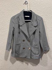 Cabi Size Small Nautical Striped Blazer Jacket Navy White Gold Buttons Preppy