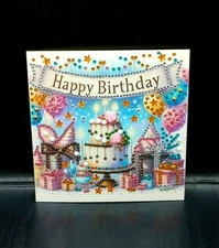 Finished Diamond Art - Sparkling Birthday Card with White Envelope