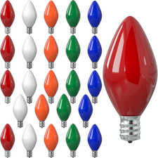 25 Pack C7 LED Christmas Light Bulbs, C7 Ceramic Glass Multicolor LED Christmas