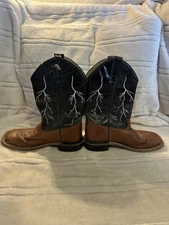 Boot Barn Cowgirl Boots - Kids Size 3.0 D, Navy and Tan, partial leather - used