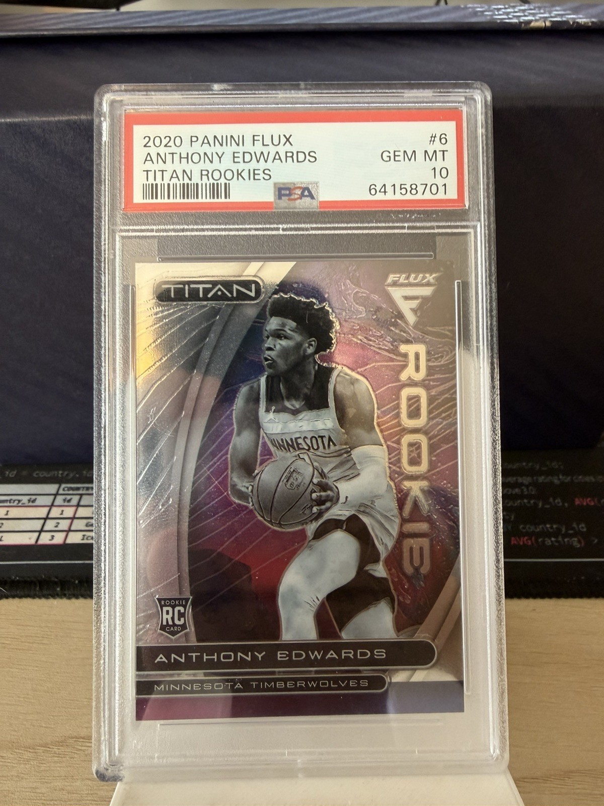 2020-21 Panini Flux Anthony Edwards Titan Rookies RC Silver Rookie #6 PSA 10
