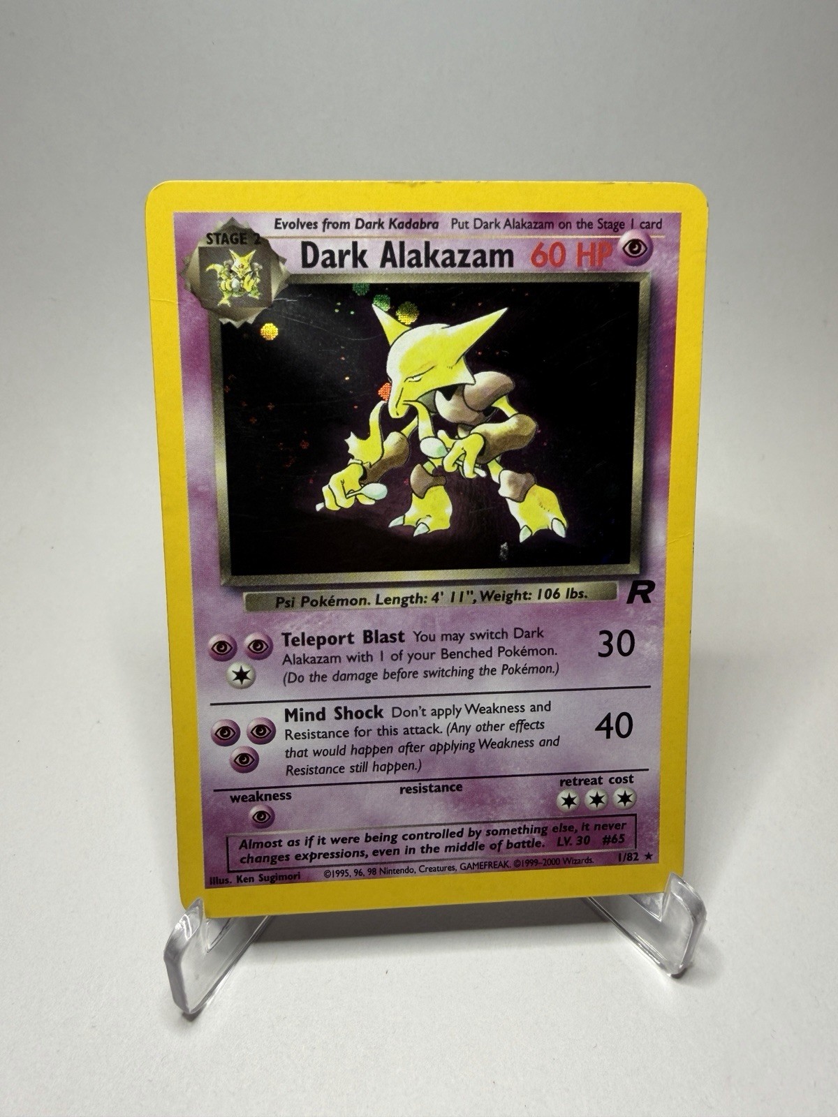 DARK ALAKAZAM 1/82 Team Rocket Unlimited Rare Holo Pokemon Card 