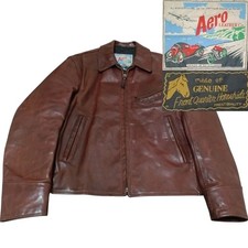 Aero Leather Highwayman Size 36 Front Quarter Horsehide Wine Red Halfbelt Jacket