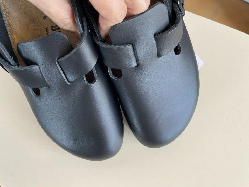 Birkenstock Boston mules en cuir lisse noir pied étroit 38 - Photo 4/4