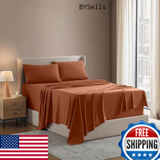 Nestl Queen Sheet Set - Luxury 1800 Microfiber Bed Sheets - Deep Pocket, Rust