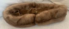 VTG Real Mink Fur Collar Stole Scarf Wrap 34" Light Brown 1960s
