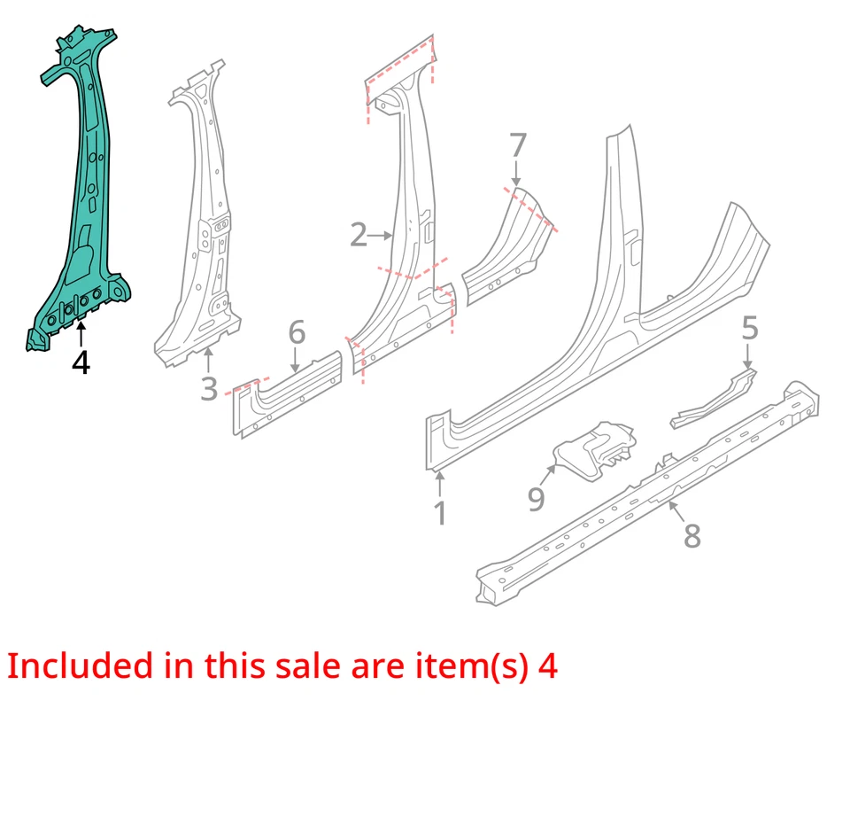 2011 - 2018 PORSCHE CAYENNE 92A OEM RIGHT CENTER PILLAR *STRUCTURE CUT* - Imagem 3 de 4