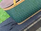 Vintage Green Woven Diamond Pattern Picnic Basket Decor — photo 4