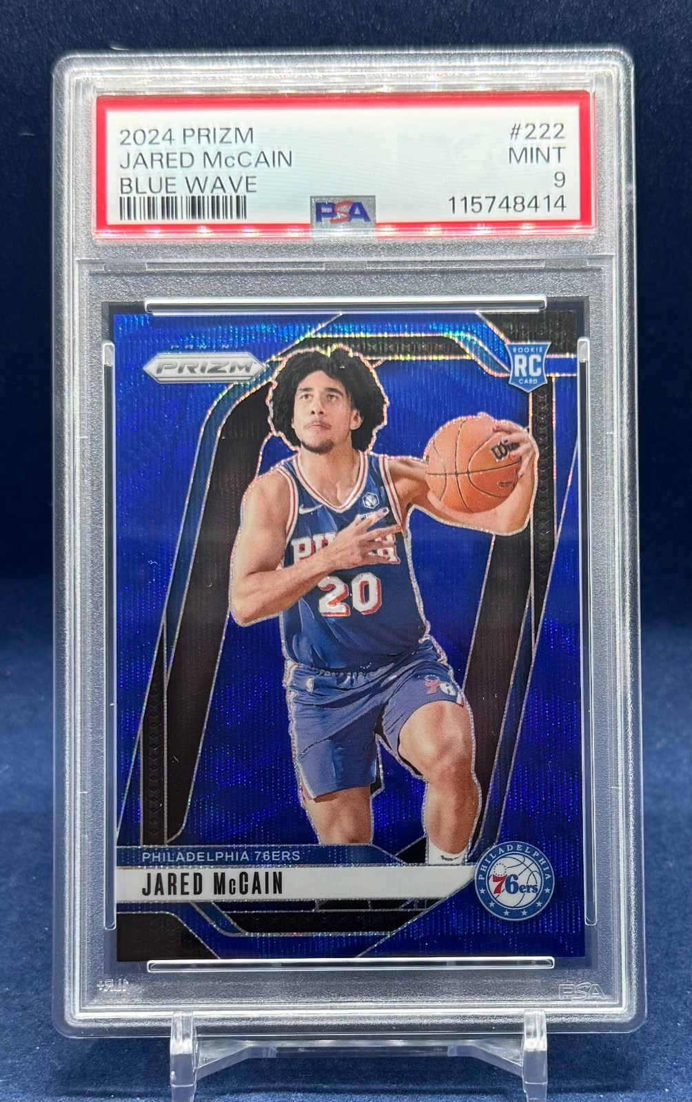 2024-25 Panini Prizm Jared Mccain #222 Blue Wave Prizm Rookie RC 76ers /125