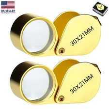 (2) 30X Jewelers Loupe Magnifying Glass Magnifier Jewelry Loop Eye Coin Pocket