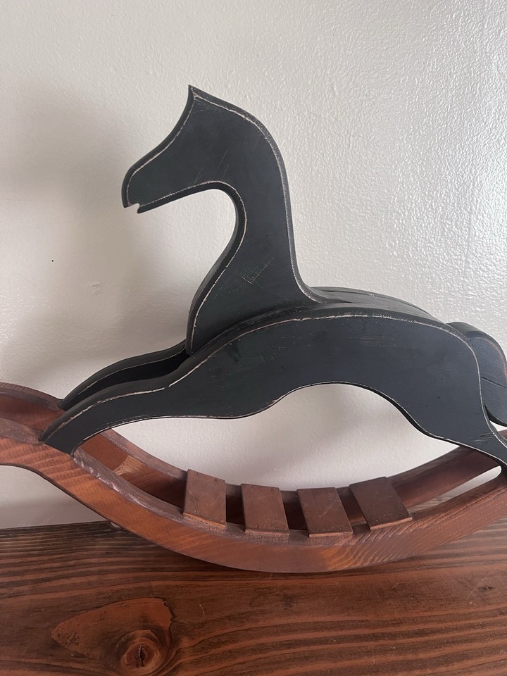 Rustic Rocking Horse Primitive Wooden Rocking Horse Rustic Farmhouse Folk Art Country Decor ...