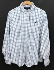 NWT Mizzen  Main Leeward No Tuck Classic Fit Blue Check Button Front Shirt XL