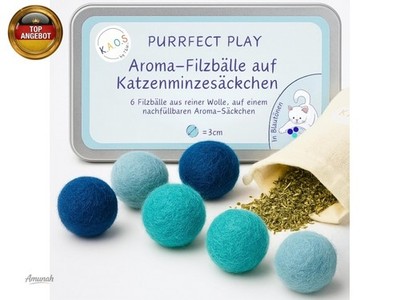 K.A.O.S by T&M Katzenspielzeug mit Katzenminze   Filzbälle für Katze   Catni