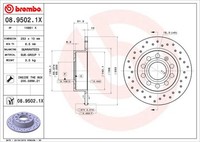 2X Brembo 08.9502.1X Bremsscheibe
