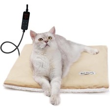 Cat Heating Pad, Cat Bed with Removable Cover Heated Cat Bed 5 Level Timer an...
