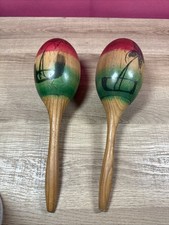 Two Vintage Small Mexican Maraca Rumba Music Shakers 12  I4