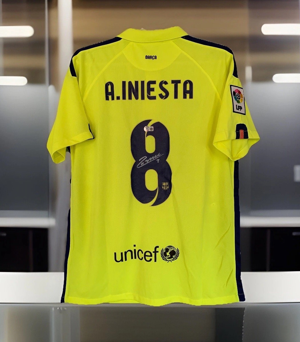 Andres Iniesta Signed Autographed Barcelona 2014/15 Third Jersey