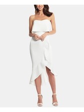 XSCAPE Womens Ivory Sleeveless Above The Knee Ruffled Party Dress Size: 8