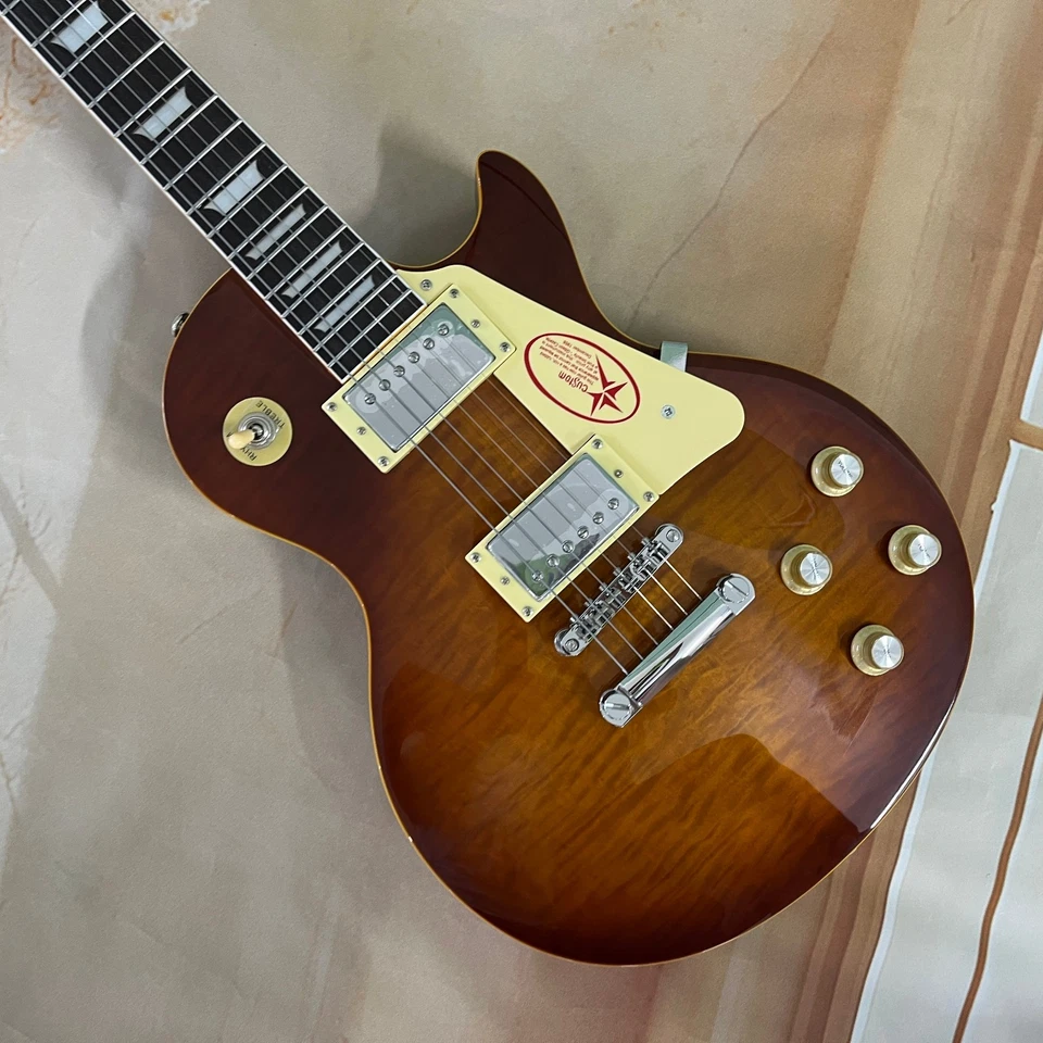 Tobacco burst LP electric guitar flame maple top solid mahogany body - Image 4 of 4