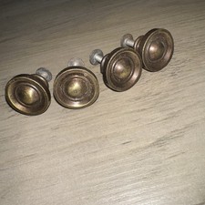 4 vintage Brass Bronze Drawer Pulls Small Rou...