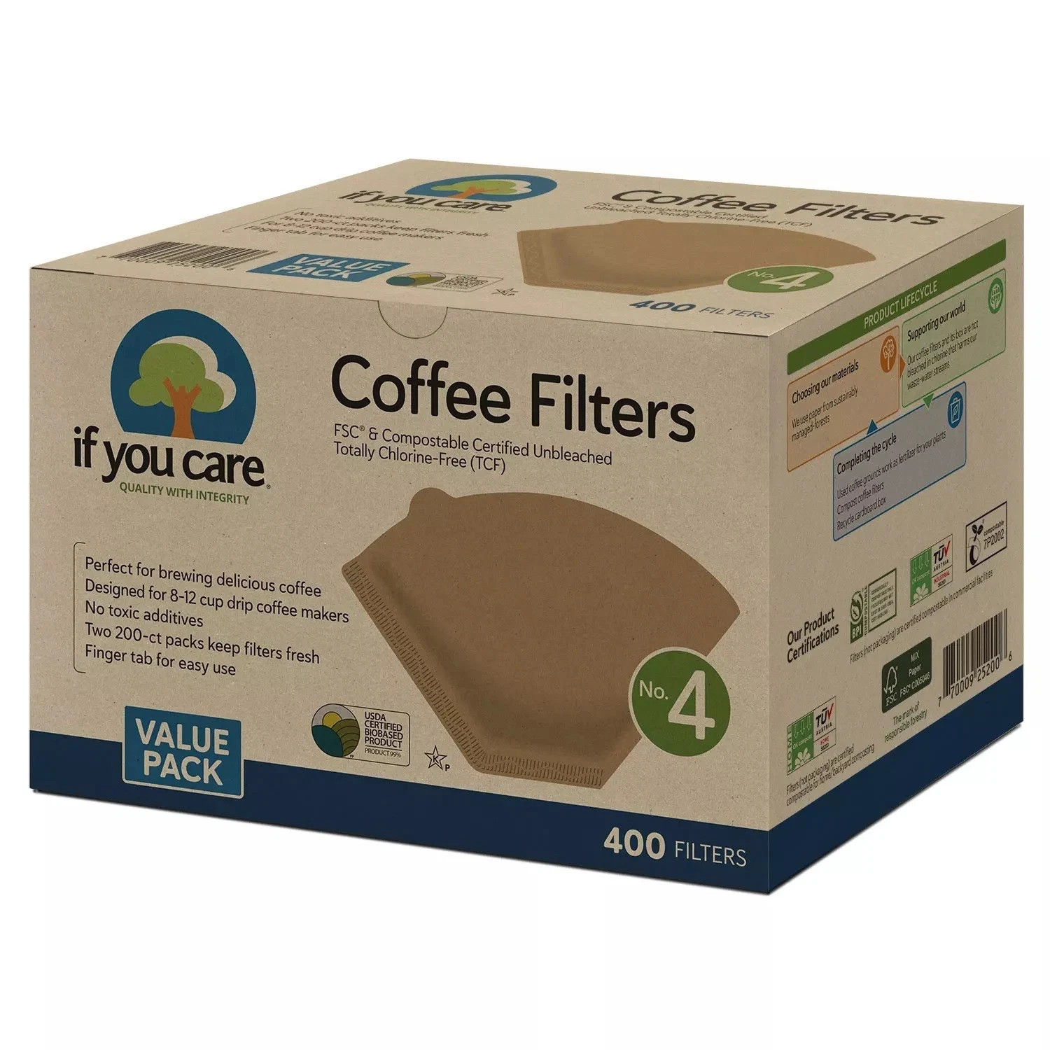 If You Care #4 Unbleached Coffee Filter 400 Count