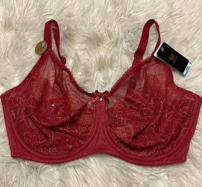 Wacoal 36DDD Bra Red Retro Chic Full Figure 855186 Underwire Back Close NEW $72