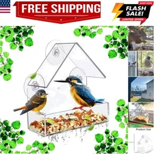 Birds House for Outdoor, Window with Strong Suction Cups for Wild Birds, Card...