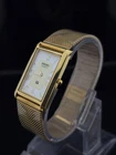 Vintage Seiko Tank Style Quartz Gold Tone Bracelet Watch White Dial With DDP