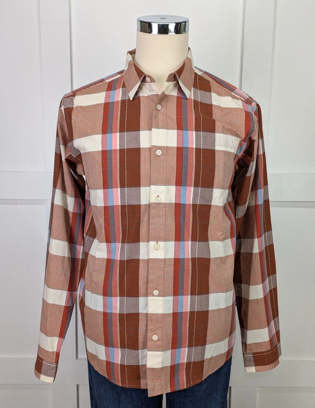 Patagonia Organic Cotton Long Sleeve Plaid Shirt Mens M Casual Work Travel