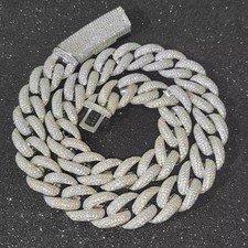 Men's Iced Out Cuban Link Moon Pendant Necklace