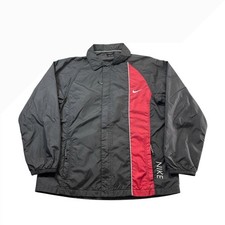 Vintage Nike Y2K Windbreaker Jacket Mens S Black Red Colorblock Spellout