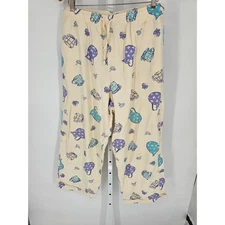 Earth Angel  Women's Cream Fleece Elastic Waist Pajama Pant Size M Coffee