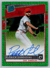 Patrick Sandoval 2020 Panini Donruss Optic Green Mojo Rated Rookie Auto /99